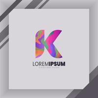 K Letter logo identity with abstract colorful illustraton on paper white mackup. eps 10. vector