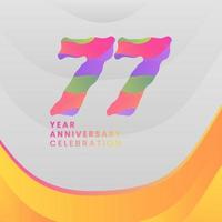 77 Years Annyversary Celebration. Abstract numbers with colorful templates. eps 10. vector