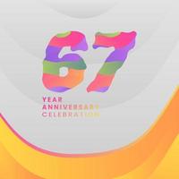 67 Years Annyversary Celebration. Abstract numbers with colorful templates. eps 10. vector