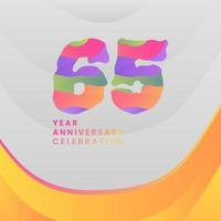 65 Years Annyversary Celebration. Abstract numbers with colorful templates. eps 10. vector