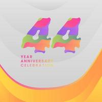 44 Years Annyversary Celebration. Abstract numbers with colorful templates. eps 10. vector