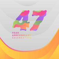 47 Years Annyversary Celebration. Abstract numbers with colorful templates. eps 10. vector