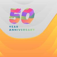 50 años aniversario con resumen logotipo celebracion en blanco y amarillo antecedentes. vector