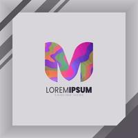 M Letter logo identity with abstract colorful illustraton on paper white mackup. eps 10. vector