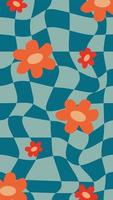 Checkered flower retro pattern illustration vector