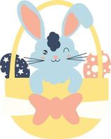 Bunny in easter basket illustration vector