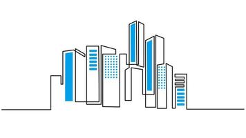 Hand drawing one continuous single line of modern city building vector