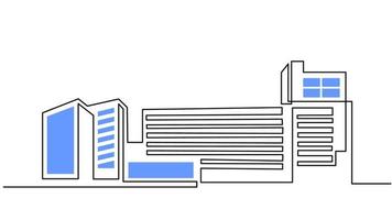 Hand drawing one continuous single line of modern city vector