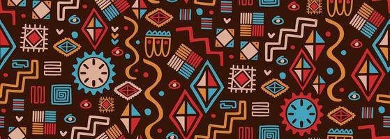 African tribal seamless pattern drawing, Doodle elements symbol vector