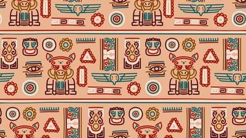African doodle seamless pattern Relief motifs with pig drawing. vector