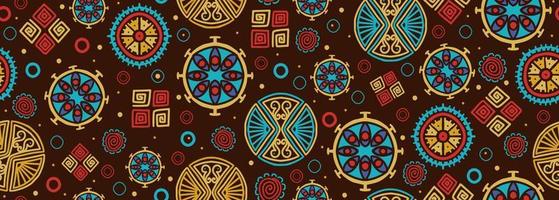 Flower abstract circle pattern, doodle ethnic tribal elements drawing. vector