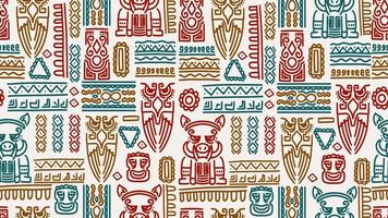 Hand drawn aztec seamless pattern doodle. Creative handmade drawing vector