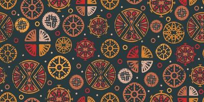 Landscape decorative ethnic style. circle Seamless pattern vector