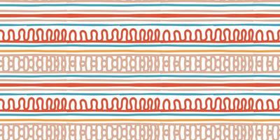 Stripes hand drawn tribal pattern. Background ethnic drawing vector