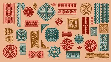 Ethnic object set, african traditional doodle elements. vector