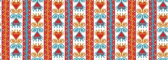 Colorful hand drawn tribal seamless pattern, vector ethnic stripes