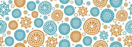 Flower abstract circle pattern, doodle ethnic tribal elements drawing. vector