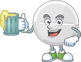 White pills Cartoon character vector