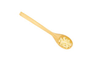 Garlic piece in a wooden spoon isolated png