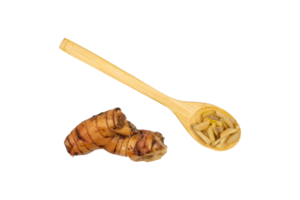 Galangal in a wooden spoon isolated png