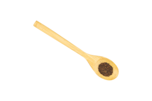 Powdered tea in a wooden spoon isolated png