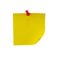 blank yellow Sticker notes with red pin png