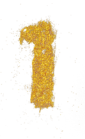 Number 1 in glitter of gold particle isolated png