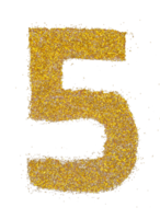 letter 5 in glitter of gold particle isolated png