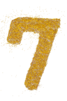 Number 7 in glitter of gold particle isolated png