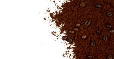 Roasted coffee beans and powder for copy space png