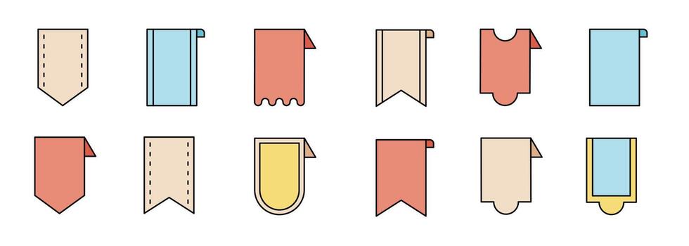 set of markers and bookmark for design element vector