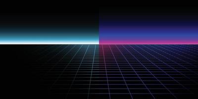 red and blue neon grid floor background vector