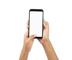 two hands holding smartphone for mockups png