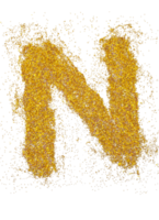 letter N in glitter of gold particle isolated png