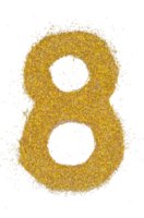 Number 8 in glitter of gold particle isolated png