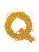 letter Q in glitter of gold particle isolated png