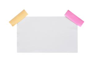 blank paper note glued to the board with tape png