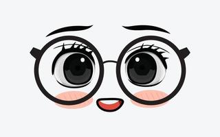 Vector of cute facial expressions by using glasses
