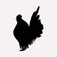 rvector illustration of isolated rooster silhouette black color on white background vector