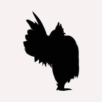 rvector illustration of isolated rooster silhouette black color on white background vector