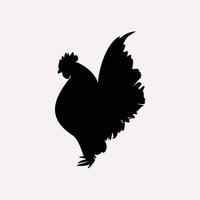 rvector illustration of isolated rooster silhouette black color on white background vector