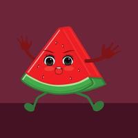 un linda sandía personaje con un variedad de expresiones verano fruta. sandía personaje ilustración vector