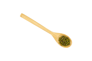Green bean seeds in a wooden spoon isolated png
