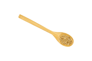 Coriander seeds in a wooden spoon isolated png