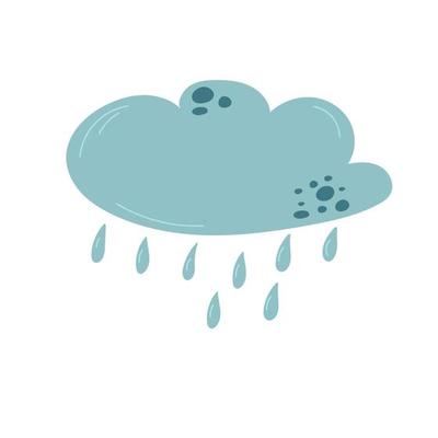 Cloud with rain. Isolated on a white background. sticker. Cute vector illustration.