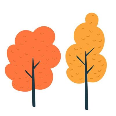 Flat trees. Isolated on a white background. sticker. Cute vector illustration.