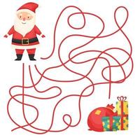 New Year's children's labyrinth. Santa and gifts. New Year. Children's puzzle. The game. Logics. vector