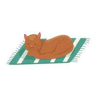 Cartoon cat on the mat. Icon in modern style. On a white background. vector