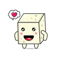 cute love tofu illustration design mascot kawaii vector