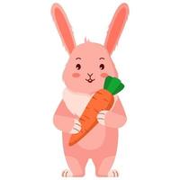Rabbit with carrot. Cute cartoon character. vector
